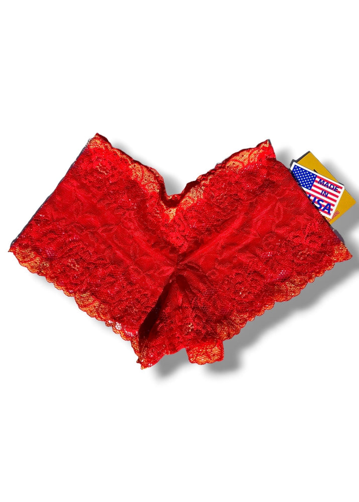 Y2K Sheer Embroidered Floral Lace Booty Short Bloomer Panty | Hot Pink