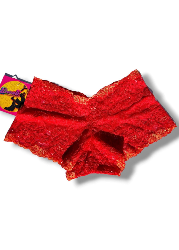 Y2K Sheer Embroidered Floral Lace Booty Short Bloomer Panty | Hot Pink