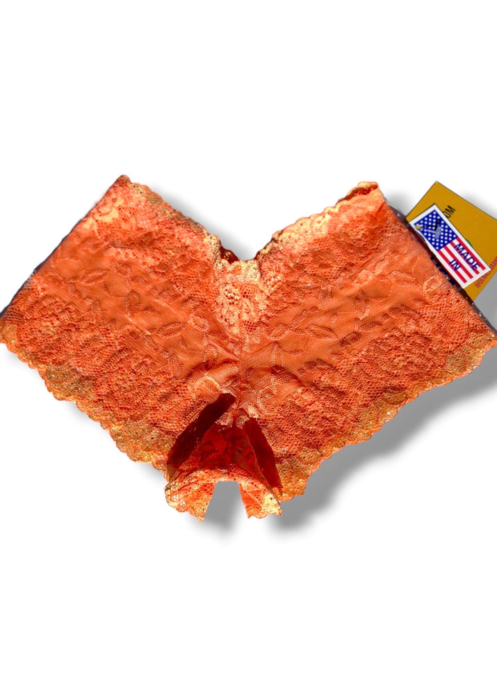 Y2K Sheer Embroidered Floral Lace Booty Short Bloomer Panty | Hot Pink