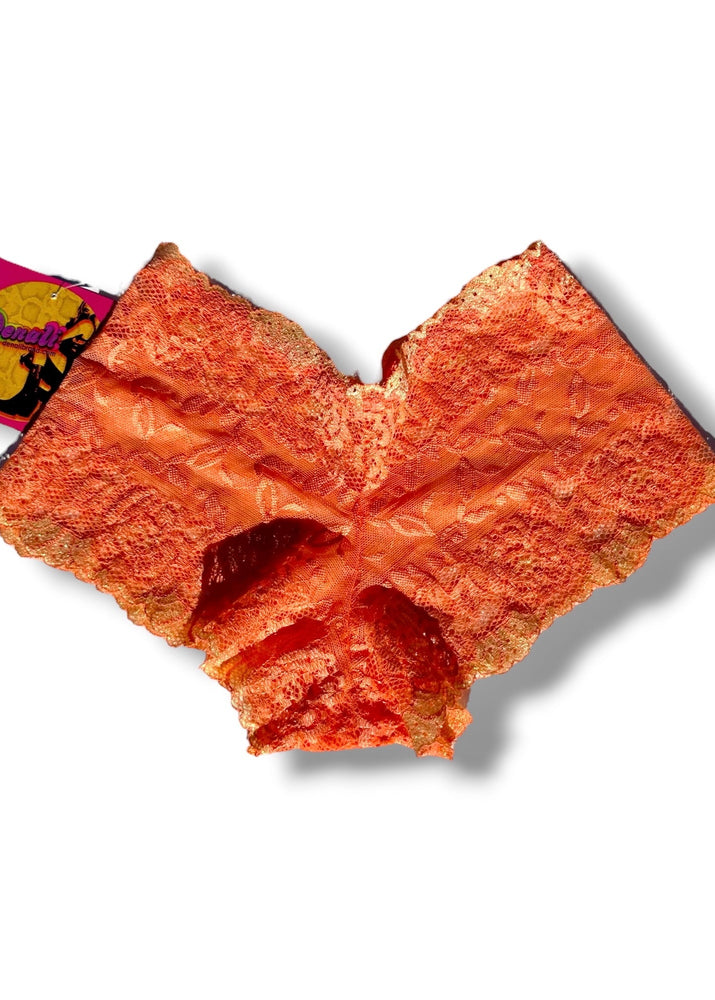 Y2K Sheer Embroidered Floral Lace Booty Short Bloomer Panty | Hot Pink