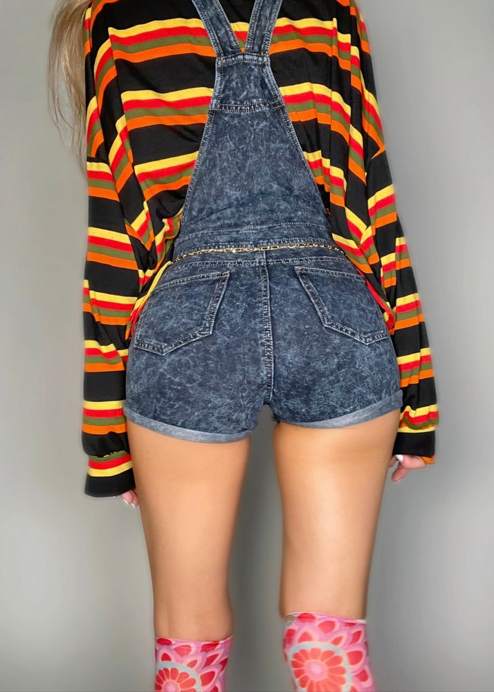 Y2K Shorts Overall Angel Embroidery Stretchy Festival Romper