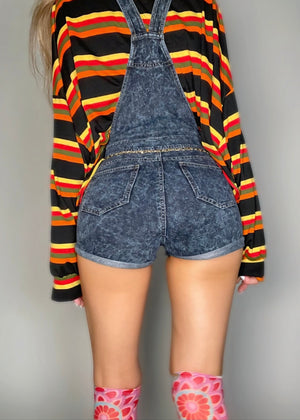 Y2K Shorts Overall Angel Embroidery Stretchy Festival Romper