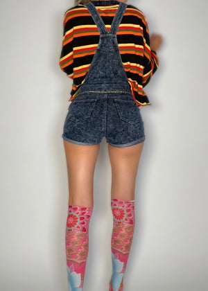 Y2K Shorts Overall Angel Embroidery Stretchy Festival Romper