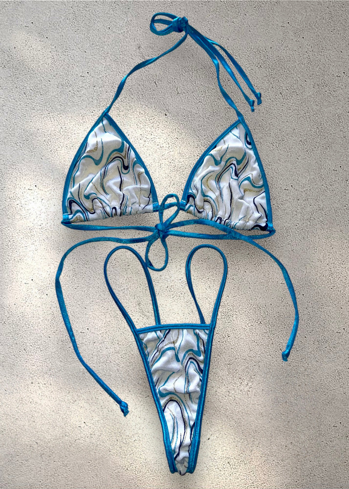 Y2K Boho Sparkle Swirl Bikini Thong Swim Set | Coquette Vintage Deadstock