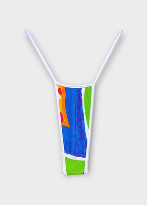 Y2K T-String Thong Bikini Bottom – Patterned Deadstock Vintage S/M