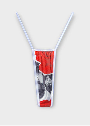 Y2K T-String Thong Bikini Bottom – Patterned Deadstock Vintage S/M