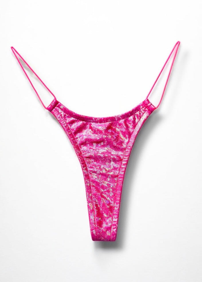 Y2K Oil Spill Holographic Thong Bikini Bottom – Zuliana Deadstock