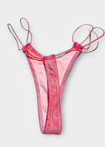 Y2K Metallic Thong Bikini Bottom – Pink Holographic | Dragon Print, USA-Made Deadstock