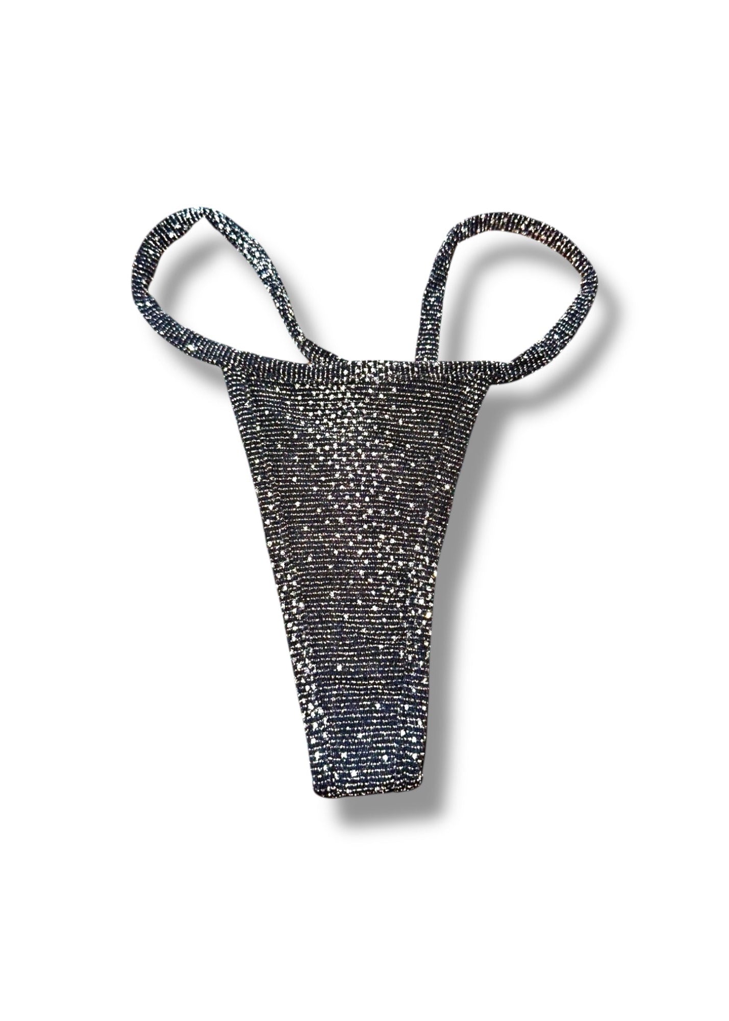 Black beaded thong on a white background