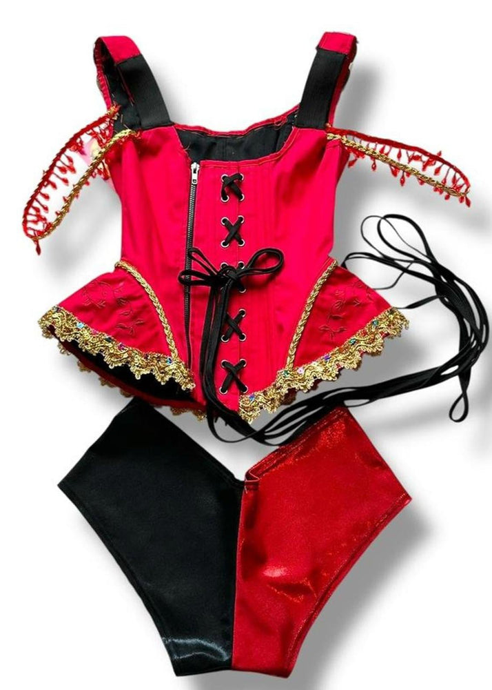Vintage Ringmaster Costume Set (Large) – USA Handmade Red Corset & Shorts Circus Cosplay