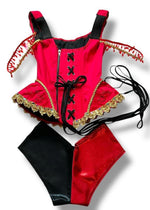 Vintage Ringmaster Costume Set (Large) – USA Handmade Red Corset & Shorts Circus Cosplay