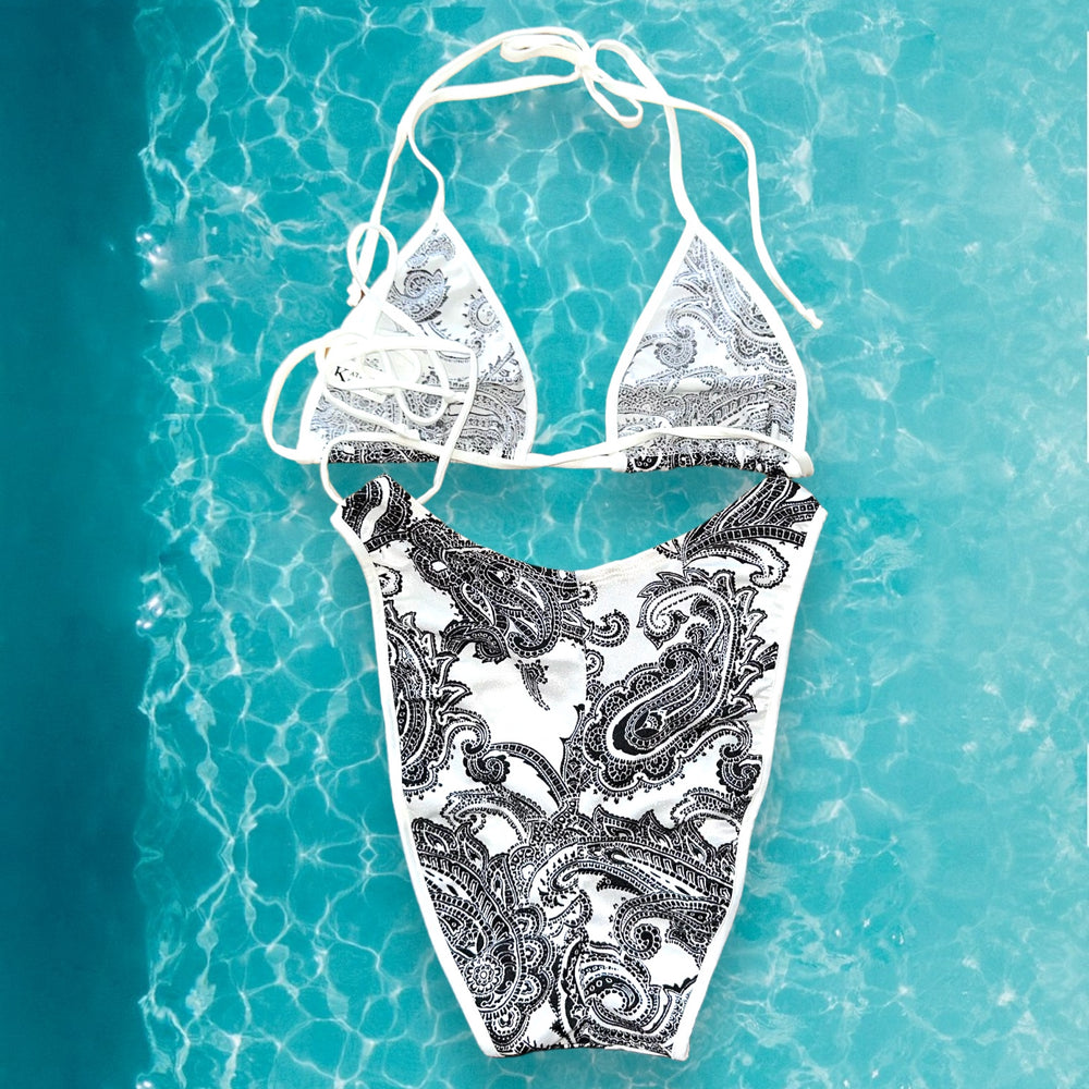 Vintage Boho Paisley Medium Bikini Set | 90s Summer Style