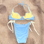 90's Pastel Blue Iconic Swimsuit Bikini Set | Vintage Chic