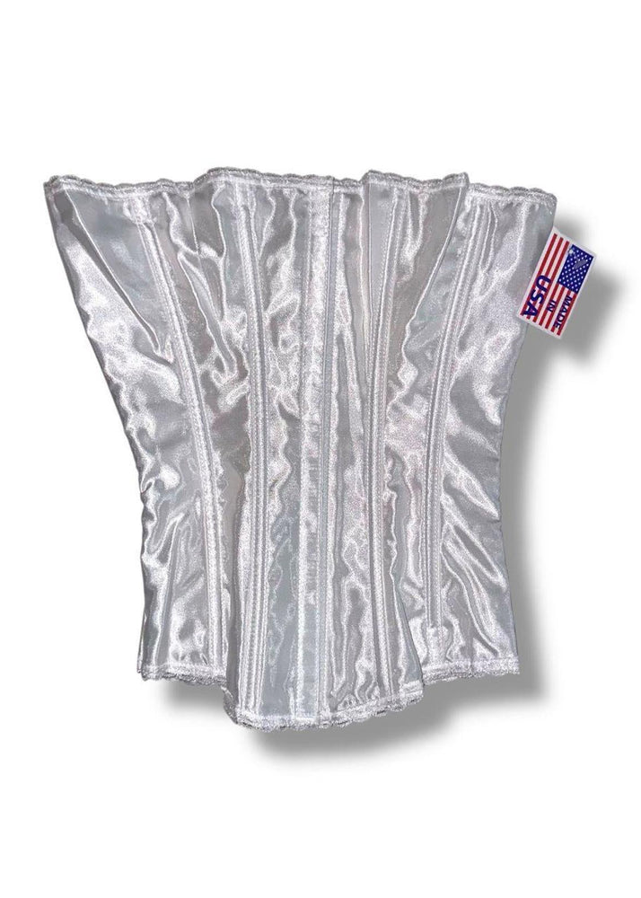 Snow Angel 3PC Costume Set | White Satin Corset, Faux Fur Cape & Tulle Petticoat | 90s USA-Made Deadstock