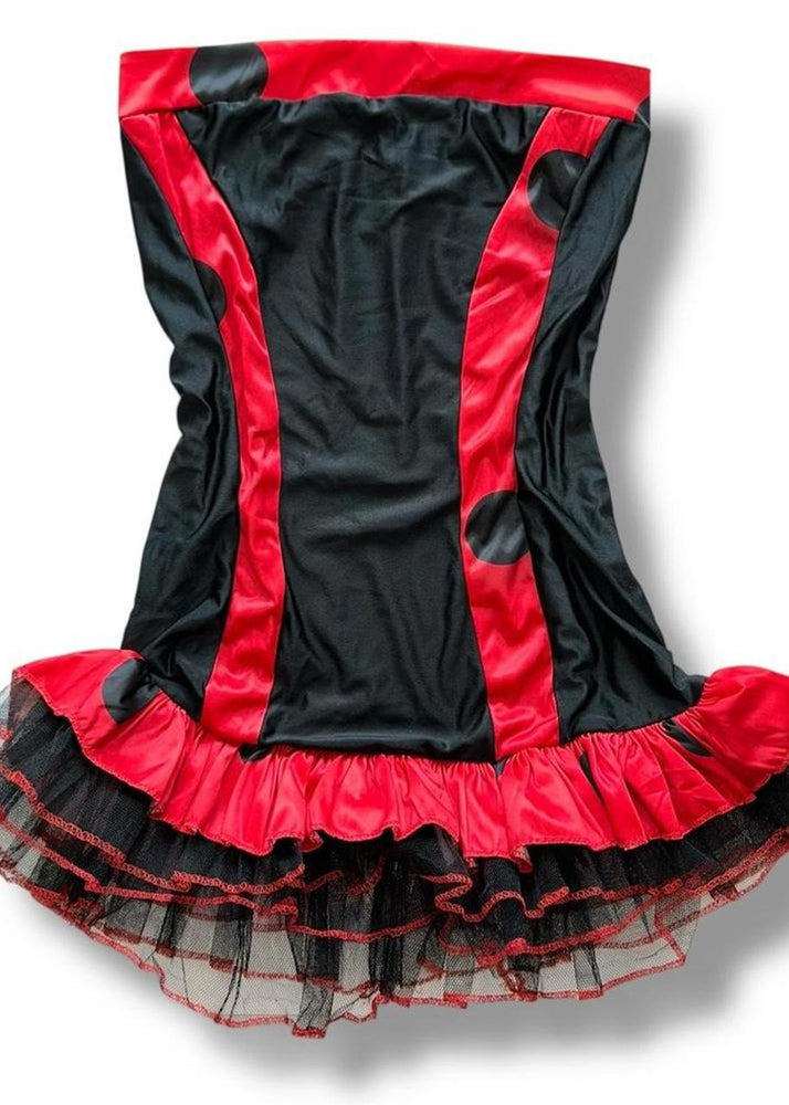Y2K Ladybug 2PC Costume Set | Red & Black Mini Dress + Sparkly Feather-Trimmed Wings