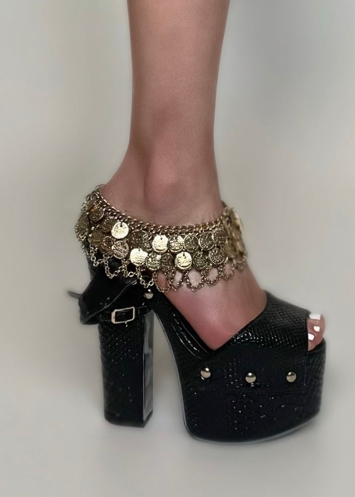70s Antique Gold Coin Anklet | Vintage Belly Dance Festival Jewelry | Handmade Boho Deadstock