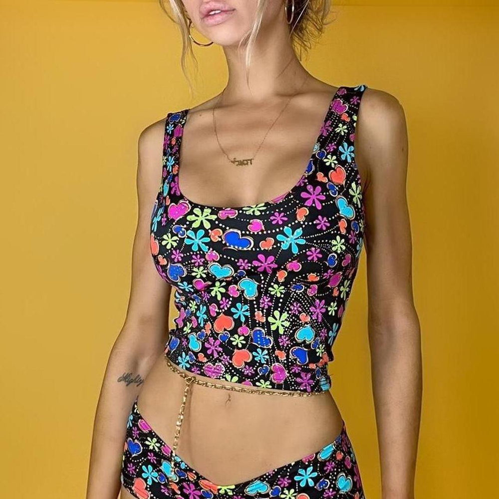 
                      
                        Y2K Ditsy Floral Metallic Cami Crop Top
                      
                    