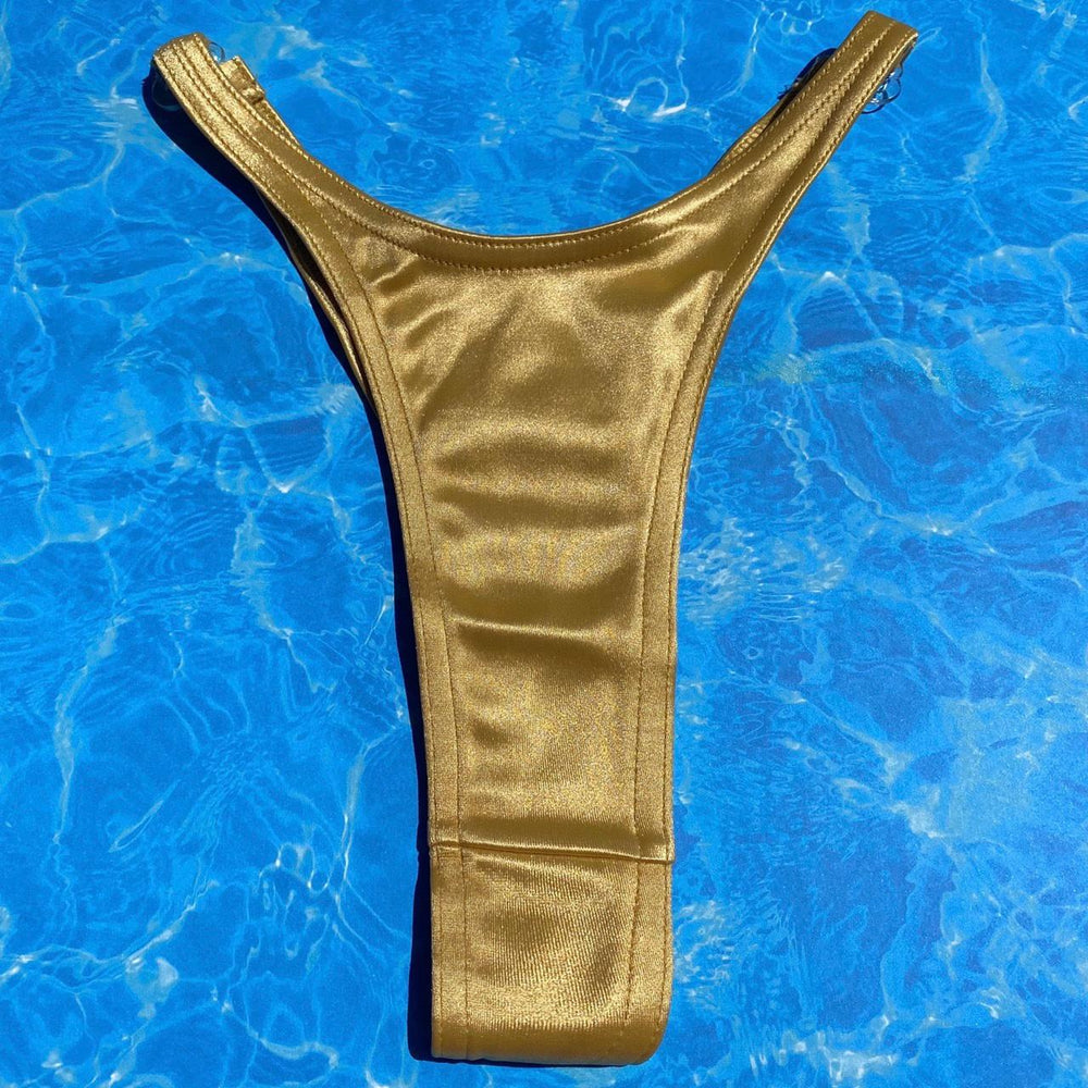 90’s Clip-Side Thong  Bikini Bottom | Gold