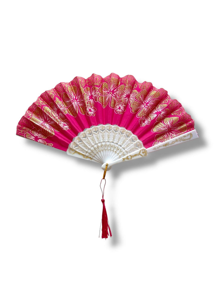Vintage Y2K Hand Fan Collection – Sequin Embellished Lace & Tassel Fans | Pastel Pink, Blue, Black Silver, Hot Pink Gold, & Rainbow Floral (8” Folded)