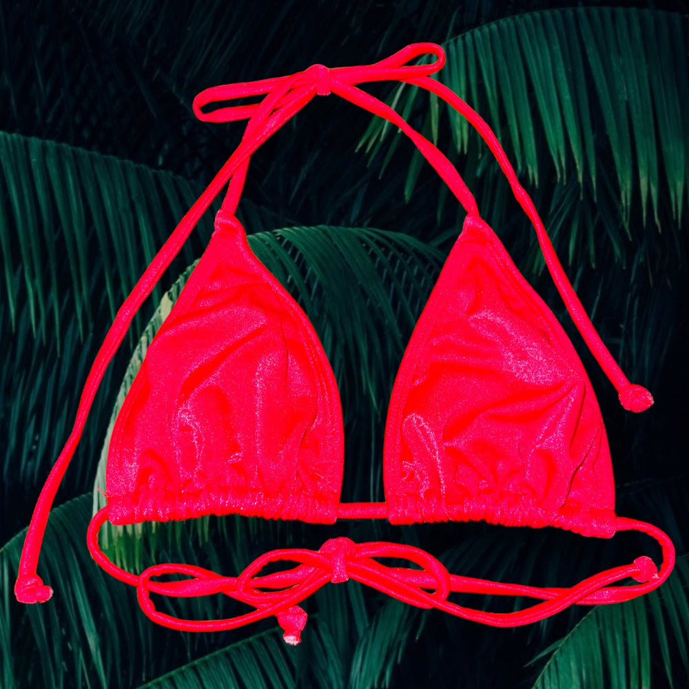 Neon Guava Vintage Bikini Top | Retro Slide Triangle Bikini Top