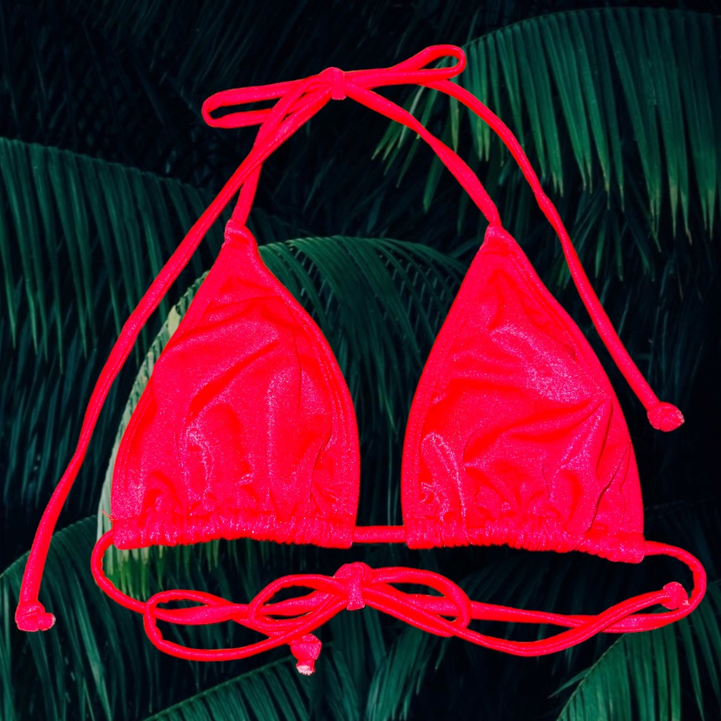 Neon Guava Vintage Bikini Top | Retro Slide Triangle Bikini Top