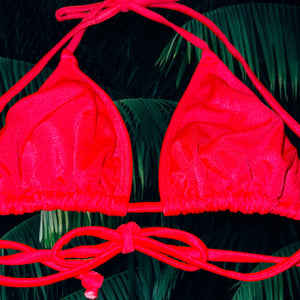 Neon Guava Vintage Bikini Top | Retro Slide Triangle Bikini Top