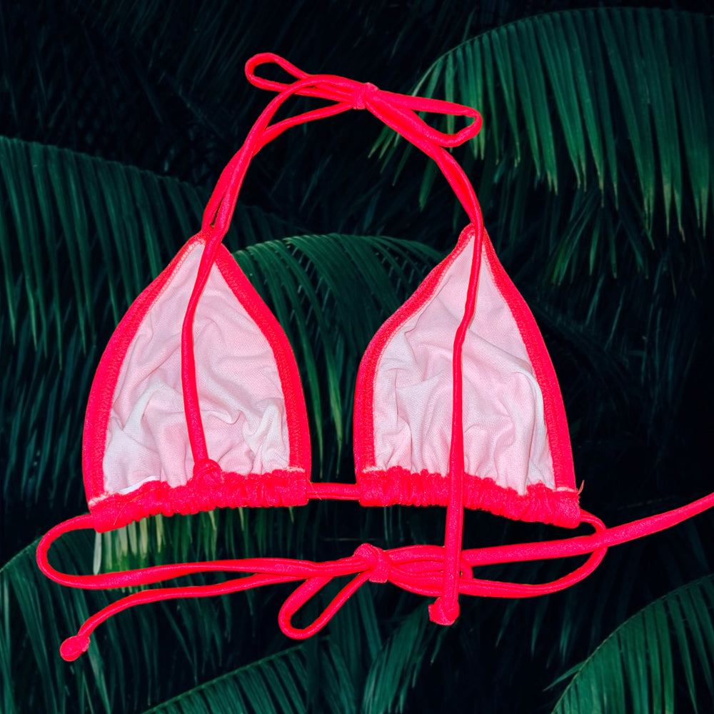 Neon Guava Vintage Bikini Top | Retro Slide Triangle Bikini Top