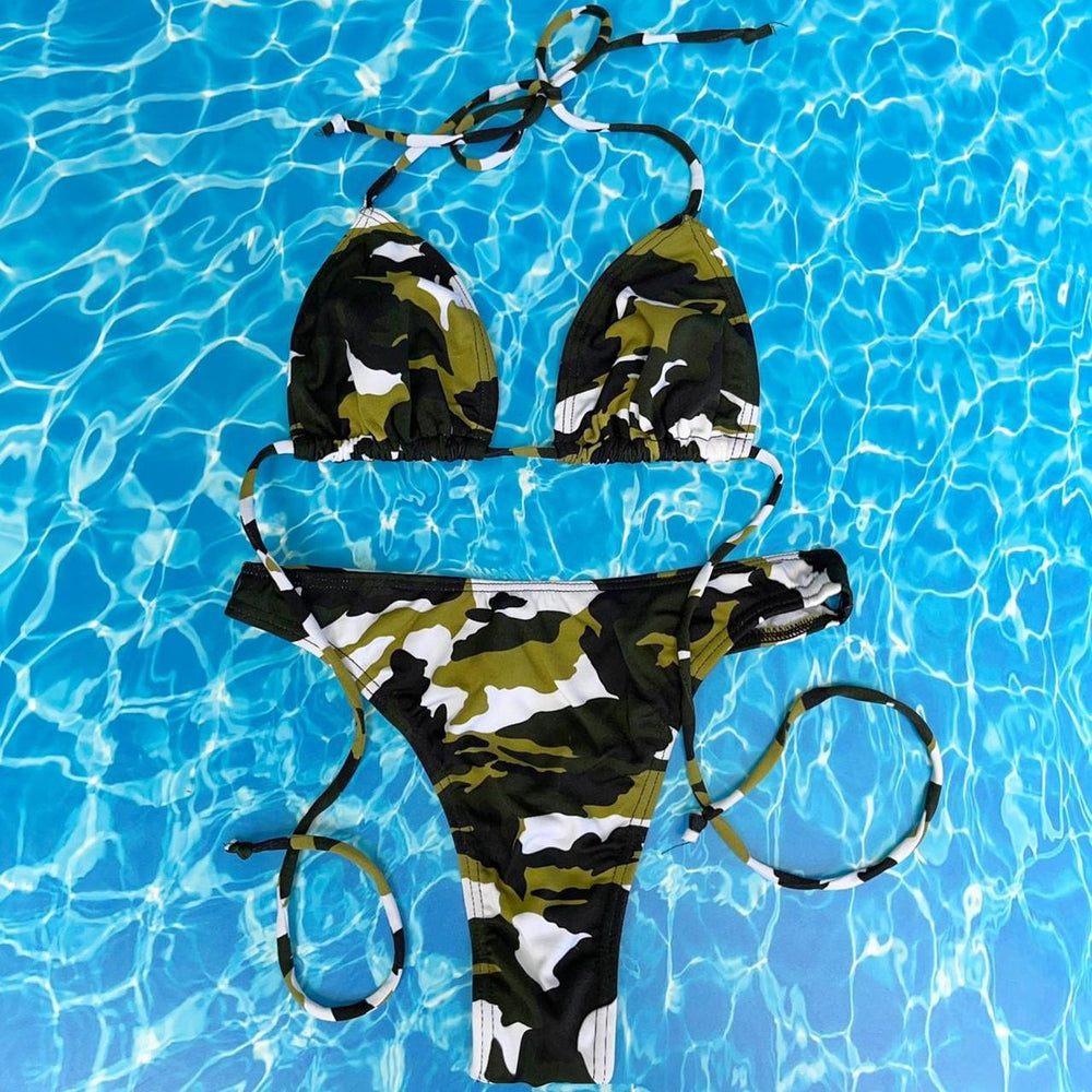 90's Forest Camouflage Bikini Set