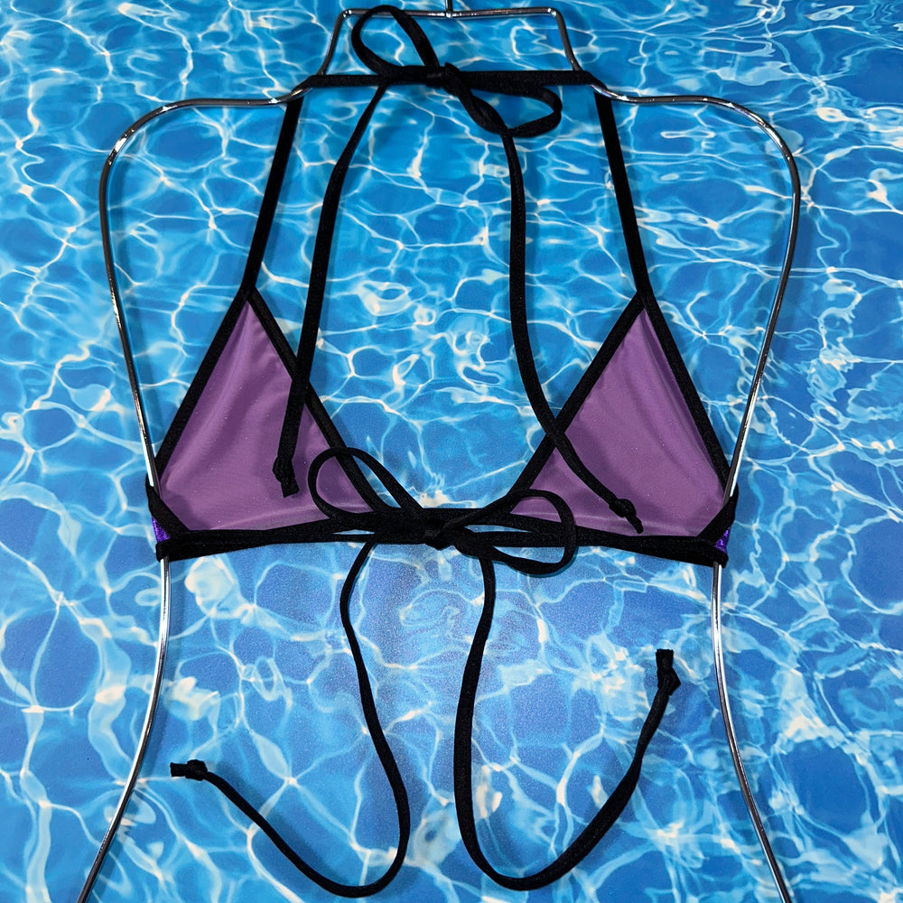 Y2K Ringer Micro Triangle Bikini Top | Metallic Orchid & Black