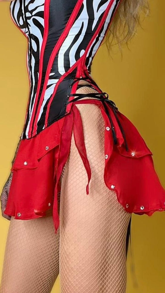 Y2K Ruffle Diamanté Mini Skirt