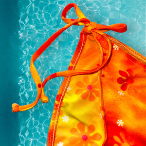 Y2K Tie Side Retro Swimsuit Bottom | Orange Crush