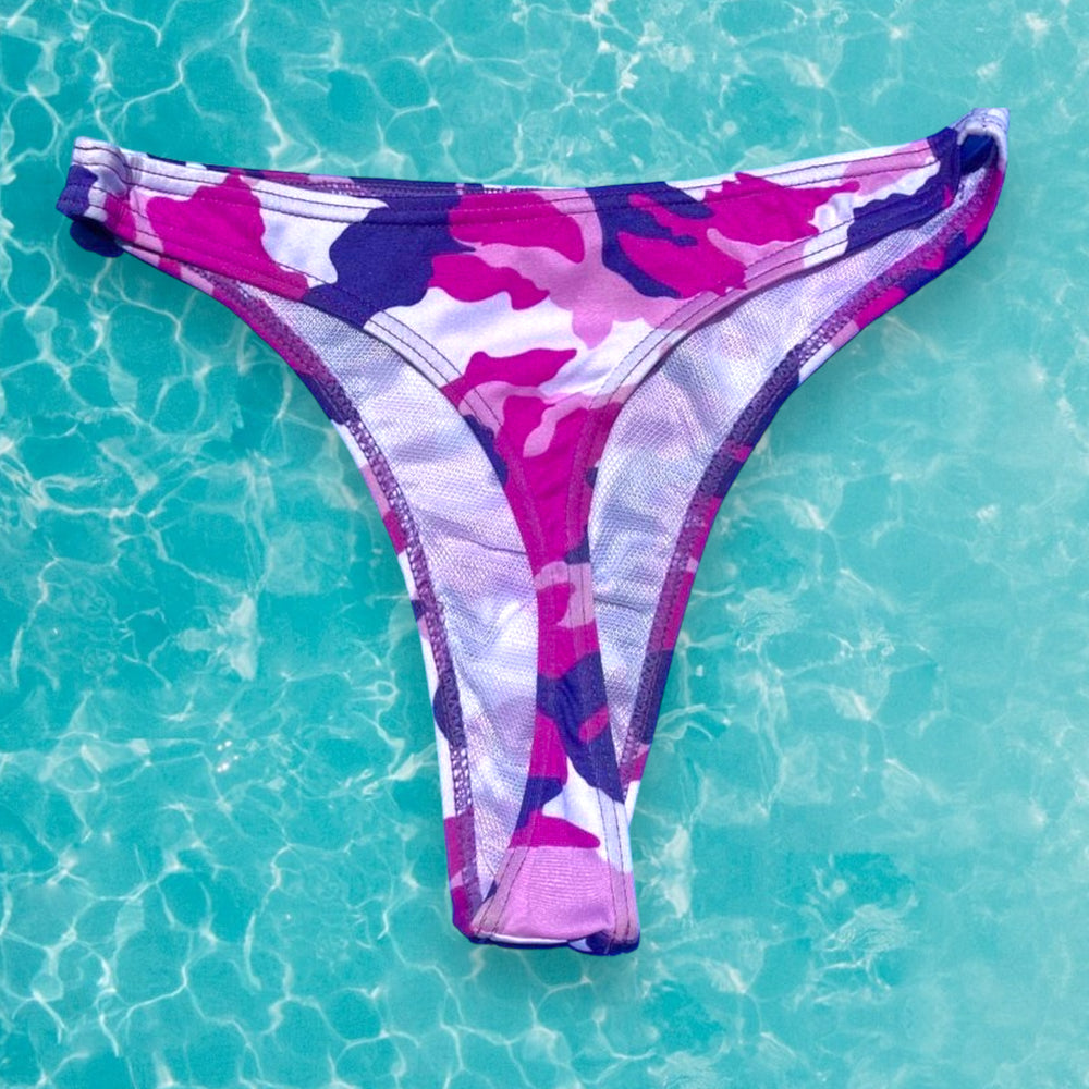 Y2K Pink Camo Thong Bikini Bottom