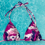 Y2K Retro Boho Pink Camo Slide Triangle Bikini Top