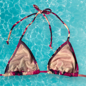 Y2K Retro Boho Pink Camo Slide Triangle Bikini Top