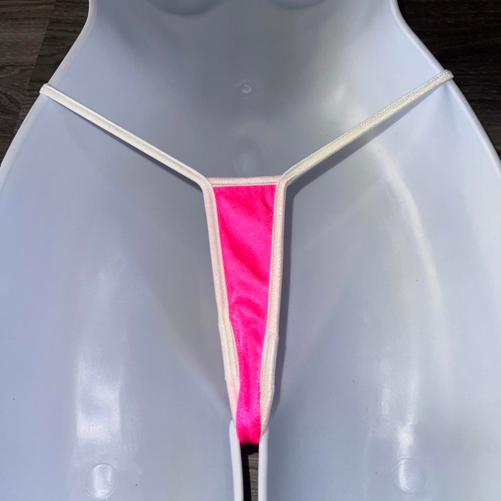 
                  
                    Y2K Thong  Ringer Bikini Bottom | Pink & White
                  
                