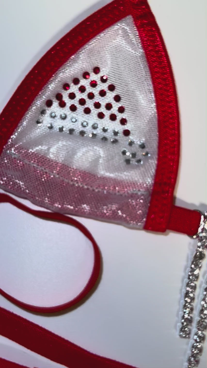 Crystal Candy Cane Holiday Micro-Lingerie Set XS | Handmade USA