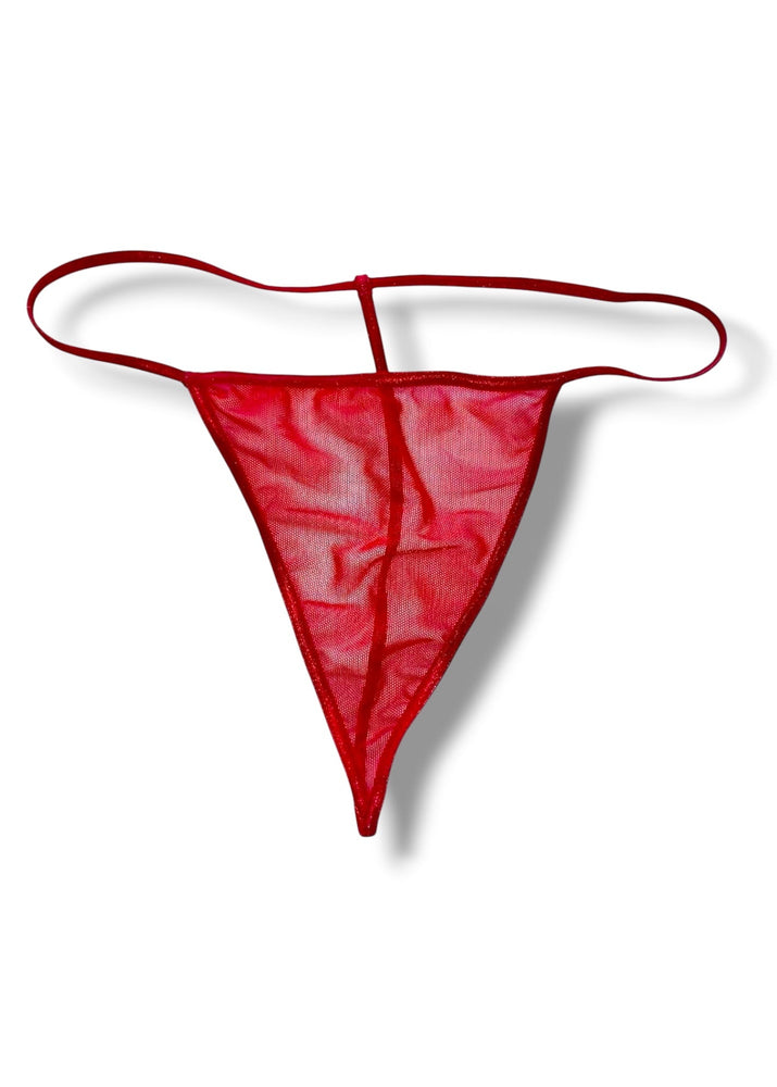 Red-Hot Sheer Mesh G-String Panty | Valentine Coquette Gift | Y2K Deadstock Vintage