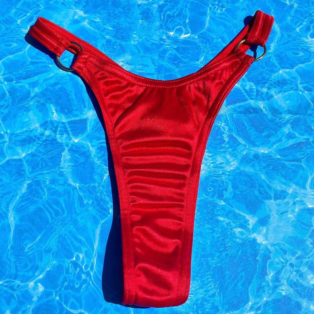 90's O-Ring Thong Bikini Bottom - Red Hot