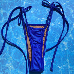 Y2K Tie Side Thong Bikini Bottom | Royal Blue