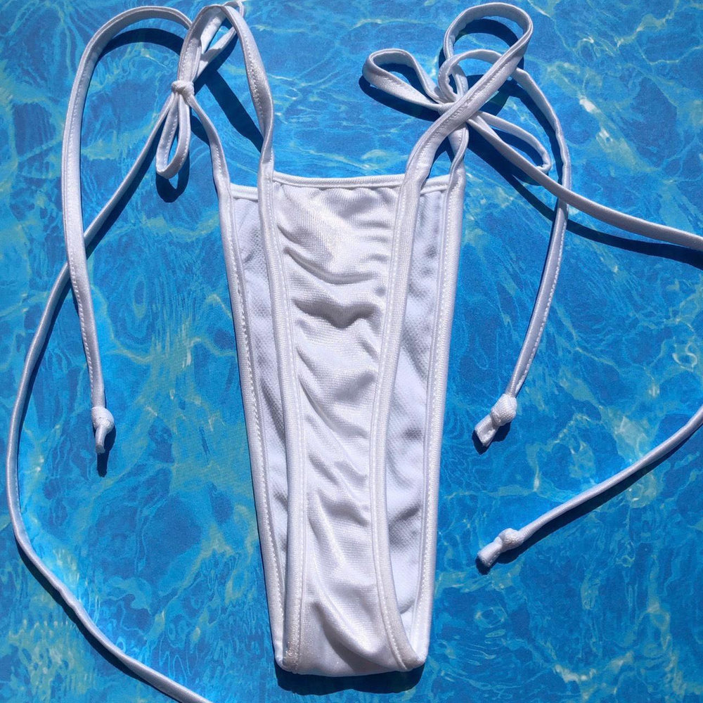 
                      
                        Y2K Tie Side Thong Bikini Bottom | White
                      
                    