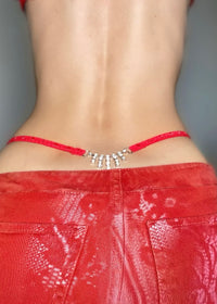 90s Crystal Embellished G-String Thong — Embellished Y2K Micro Panty | Vintage Sheer Valentine's Lingerie