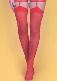 90s Sheer Fierce  Red Thigh High Stockings – Vintage Deadstock Coquette Accessory