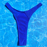 90's Ribbed Thong Bikini Bottom - Cobalt Blue