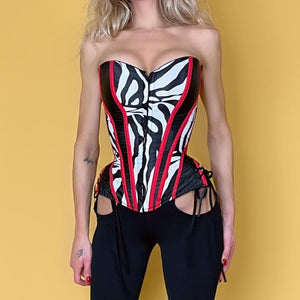
                
                    Load image into Gallery viewer, Animal Cut Out Corset - Cruel Red &amp;amp; Black
                
            
