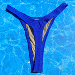 90's Ribbed Thong Bikini Bottom - Cobalt Blue